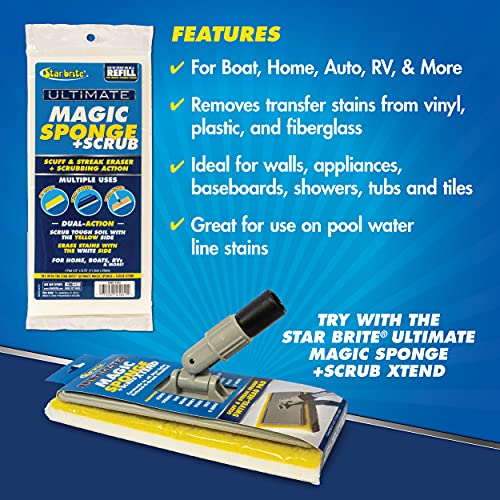 Image of STAR BRITE Ultimate Magic Sponge +Scrub Pad - Use by Itself, with Handle or with XTEND Flex Head for up to 10'+ of Reach (41001) (Pack of 2)