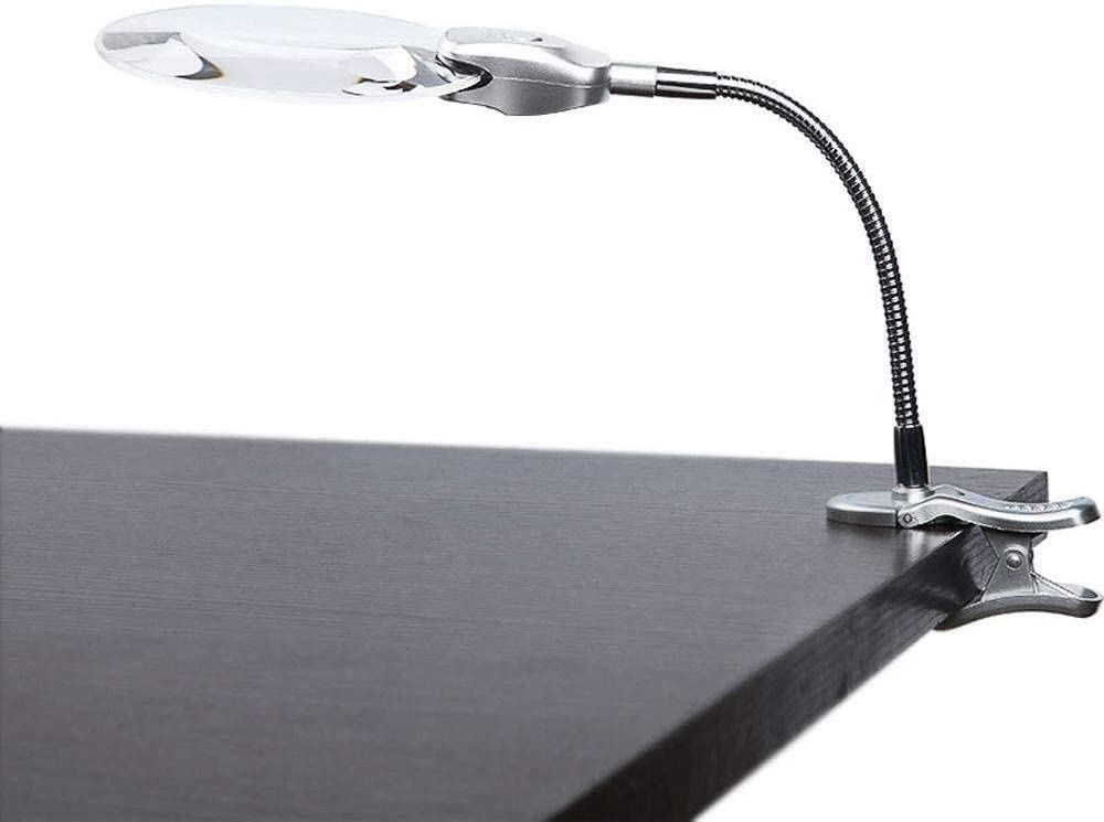 Lupa de Escritorio, Lupa iluminada para Lectura de Ancianos, Reloj HD, reparación de Espejo Grande, Lupa para niños con luz LED