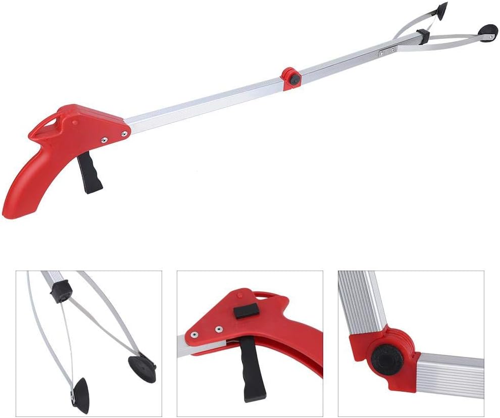 Foldable Trash Picker Grabber, Garbage Litter Picker Folding, Garden Leaves Waste Pick Up Tool, Garden Hand Tools(Red Handle) : Industrial & Scientific