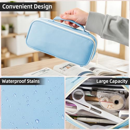 Image of Cute Pencil Case for Girls - Large Pencil Pouch for Girls,Big Capacity Portable Pen Bag,Special Aesthetic Pen Box with Handle,School Supplies Stationary Organizer for Kids Teens Adults