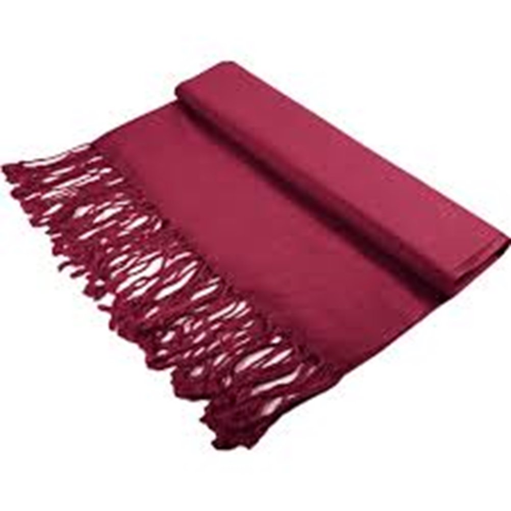 World Of Shawls Women's Maroon Plain Pashmina Scarf Hijab Shawl Stole Wrap (Maroon)