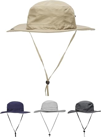 Sun Hats for Men Fishing Hat UPF80+ Waterproof Wide Brim Summer Outdoor UV Protection Hiking Beach Hat with Strap