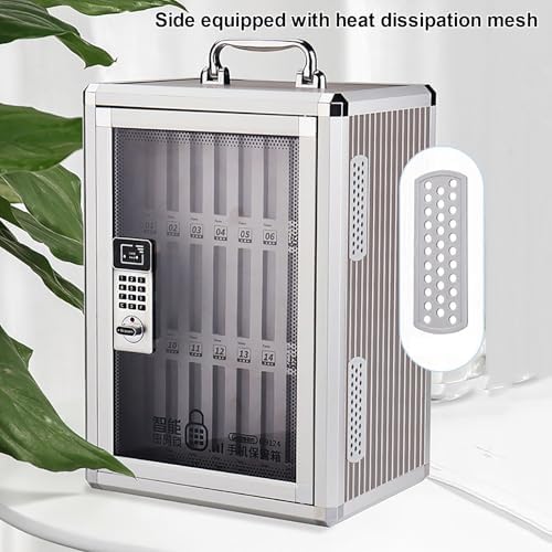 Wall-Mounted Mobile Phone Locker, Password-Protected Cell Phone Storage Cabinet for Classroom, Gym, Hospital, and Meeting Room (31x21x51.5cm/12x8x20in)