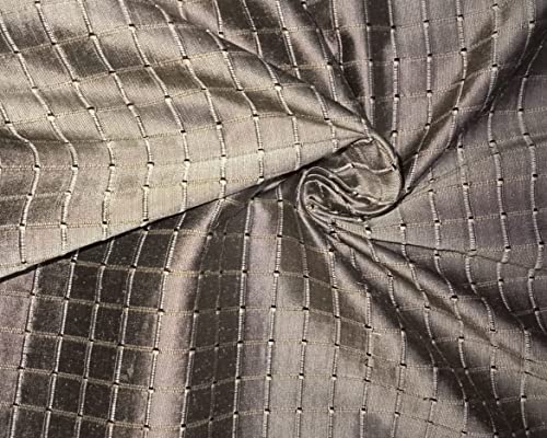 Tissu 100 % soie dupion noir et crème gris de 137 cm de large au mètre