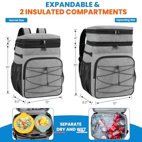 Expandable Cooler Backpack - 35/50 Cans Insulated Backpack Cooler for Men & Women, Portable 2 Leak Proof Compartments Coolers Bag for Picnic, Lunch, Hiking, BBQ Camping and Beach2
