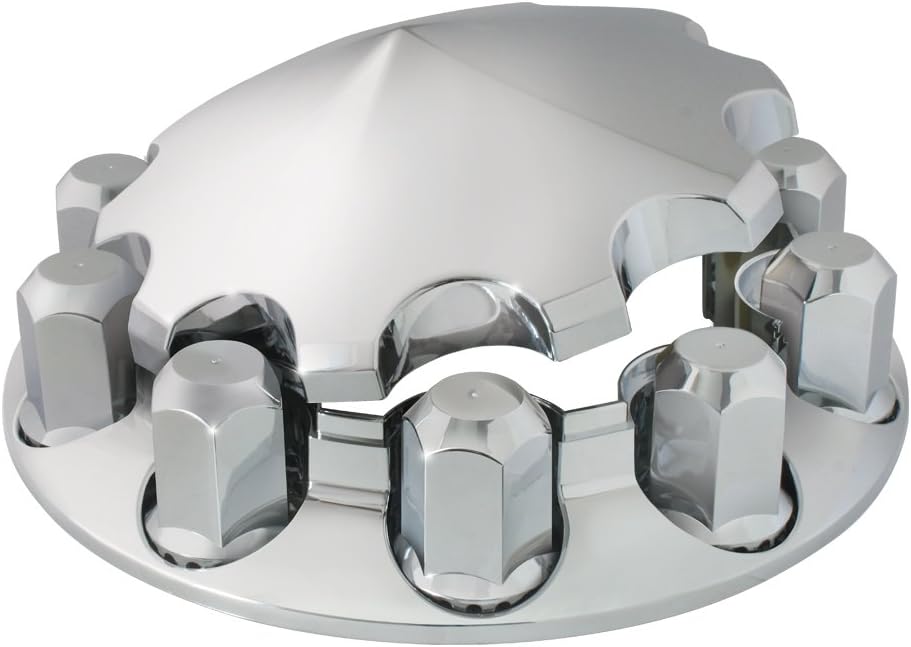 Grand General 40181 Chrome Plastic Hex ABS Front Axle Cover Set with Locking Tabs & Standard Hub Cap