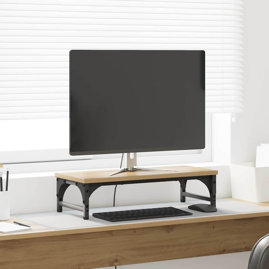 Supporto per monitor in legno di rovere Artisan, 55 x 23 x 14 cm, ergonomico, minimalista, per scrivania, supporto per PC, mensola e postazione di lavoro per home office
