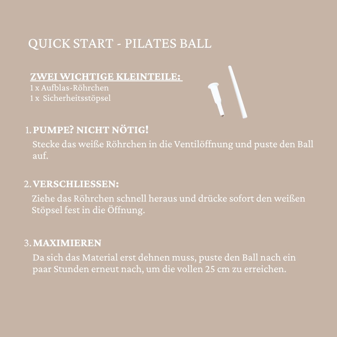 Premium Pilates Set 3-teilig: Ring, Ball & Booty Bänder – Nude/Braun – Home Studio Workout Zubehör mit QR Code Online Übungen