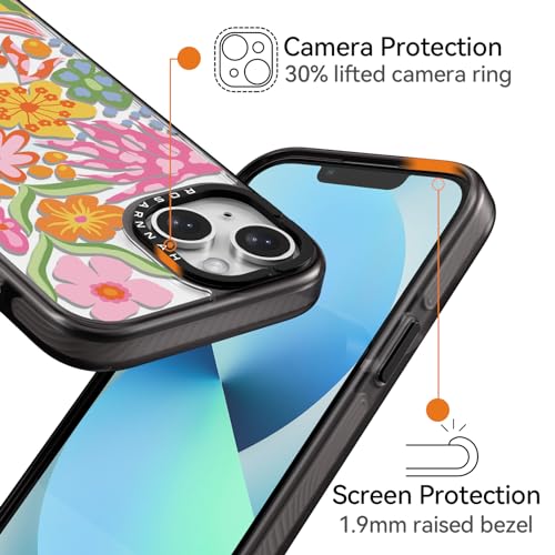 Coque compatible iPhone 13 durable antichoc 2 m Rosarnnah fleur de passion noire