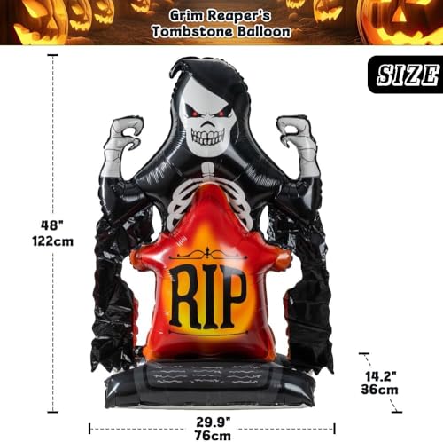 Image of Rozi Decoration Halloween Decorations Foil Balloon Set of 1 Pcs | Pumpkin On Ghost Head Haunted Pumpkin Balloon for Halloween Decoration| Scary Theme Decoration (RIP Ghost), Multicolor