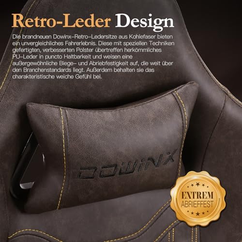 Dowinx Gaming Stuhl mit Frühling Kissen,Racing Gamer Stuhl mit Lendenwirbelstütze, Ergonomischer...