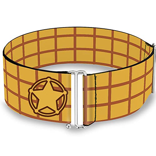 Buckle-Down Belt Women's Cinch Toy Story Woody Bounding Plaid Shirt Sheriff Star Gold Red Available In Adjustable Sizes