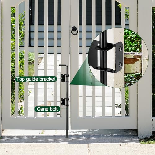 uxcell 36" Cane Bolt Gate Drop Rod, 2pcs Steel Gate Hardware Ground Latch for Wood Fences Drop Pin for Holding Gate to the Ground Black - Image 4