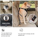 Hunde Sicherheitsgurt, 2 Stück Verstellbar Sicherheitsgurt Hunde für Auto, 3-in-1 Reflektierend Bungee Hundegurt fürs Auto mit Haken Anschnallgurt Hund Auto für Alle Hunderassen & Autotypen (Schwarz)