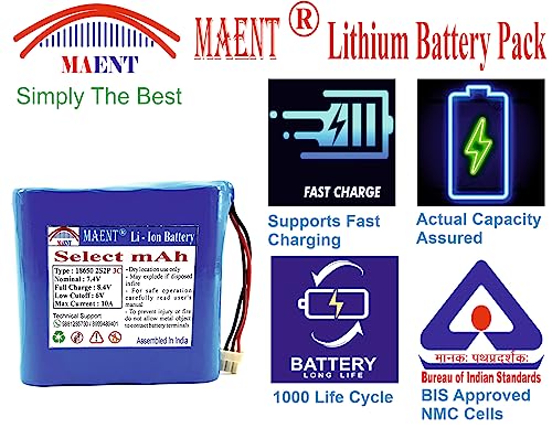 Image of MAENT 7.4V 18650 Lithium ion Rechargeable Battery 2S2P 2 Wire 5264 POS 8.4V for Electronics Toys Lighting Equipment POS Swipe Machine - 3C Rated (3 Pin POS Connector, 6000 mah)
