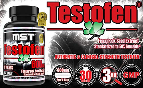Mst Testofen | Fenugreek Seed Extract | Standardized To 50% Fenuside™ | 600Mg | 30 Count | Bscg Certified Drug Free #TOP3