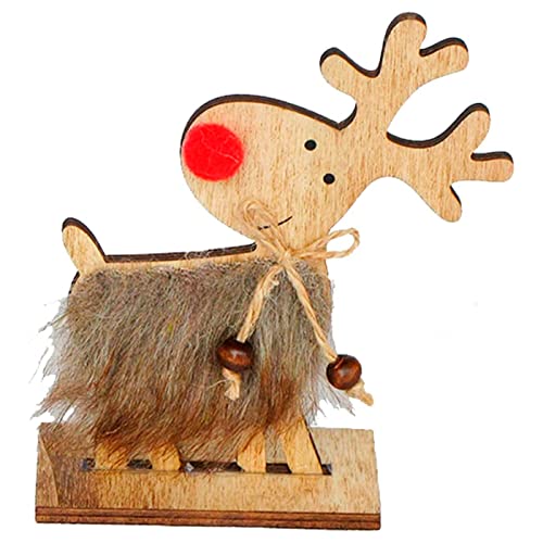 Acan Tradineur - Pack de 2 Figuras de Reno con Pelo - Agradable al Tacto - Fabricación en Madera - Decoración para Navidad - 12 x 10,5 x 4 cm - Modelo Surtido.