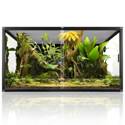 Wacool Terra 120 Gallon Reptile Tank, Large Terrarium for Bearded Dragons, Snakes, Leopard Geckos, Sliding Door & Top Ventilation, 48' x 24' x 24' Easy-to-Maintain Reptile Enclosure