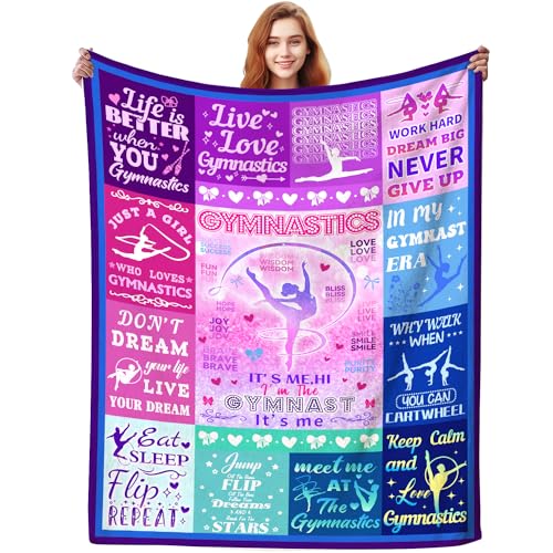 Newpurp Gymnastikdecke, Geschenke für Mädchen, Gymnastik-Überwurfdecken, Gymnastikgeschenke für Turner-Liebhaber, Mädchen, Frauen, Kinder, Teenager, 203,2 x 152,4 cm