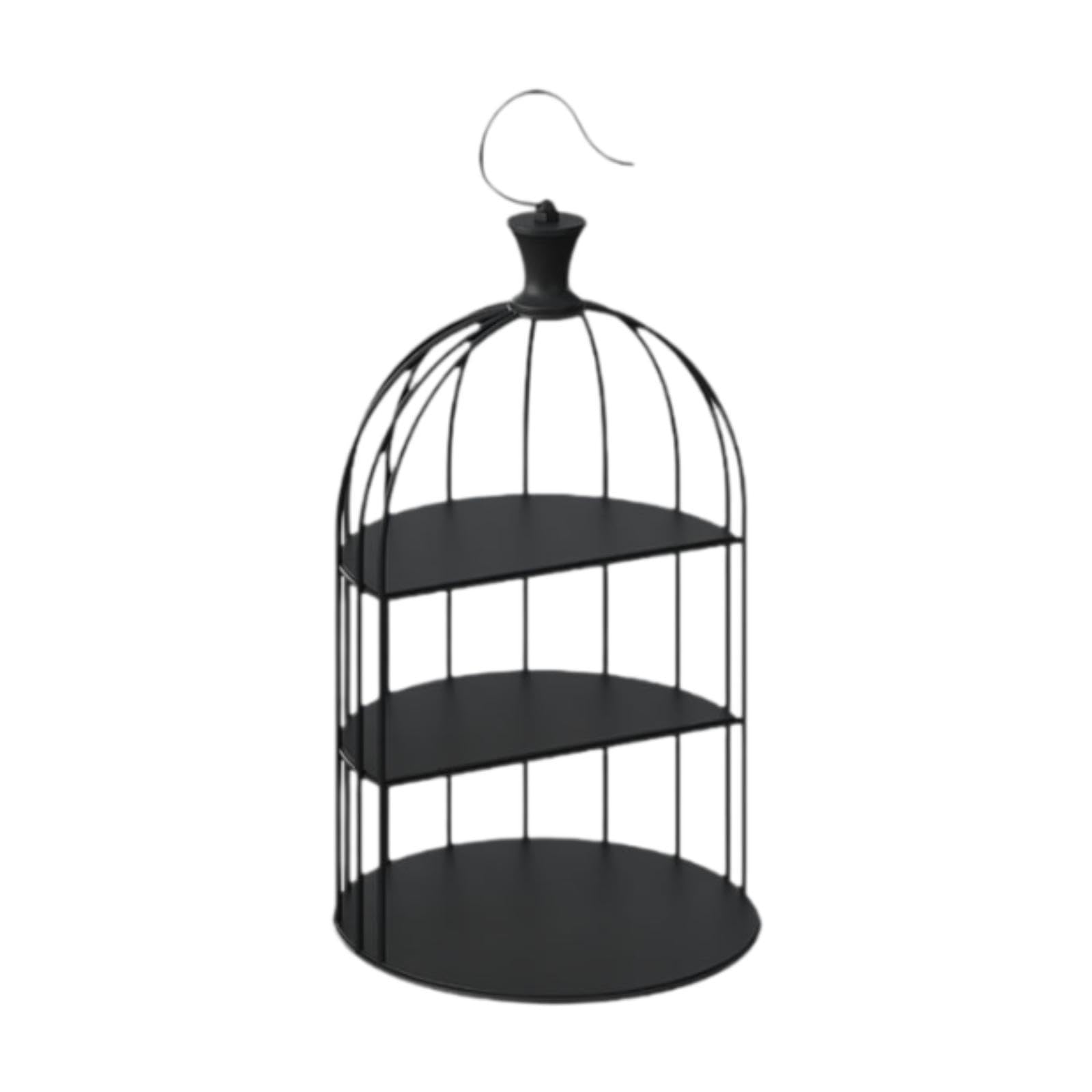 Soporte para Pasteles Y Postres con Diseño de Jaula de Pájaros, Expositor de Pasteles de Hierro con Diseño de Jaula de Pájaros, Plato para Dulces para, Black S, Individual