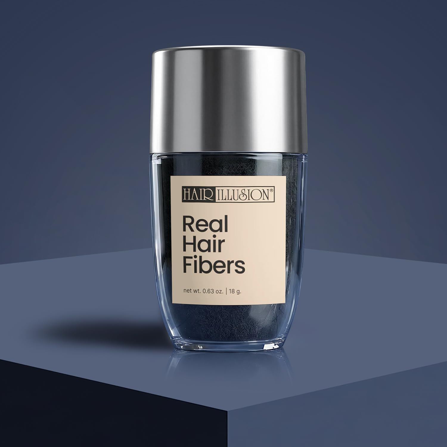 Hair Illusion Black Real Hair Fibers for Thinning Hair - 100% Natural Texture, Non Synthetic Hair Fibers - Bald Spot Cover Up for Women & Men - 18 Gram