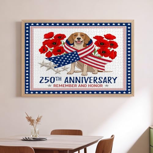 Puzle de madera de 1000 piezas Coonhound, decoración artística y patriótica premium 2