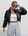 Gihuo Womens Cropped Quilted Puffer Jacket Lightweight Padded Coat Warm Puffy Coat Zip UP Bubble Coats with Pockets(Black-M)