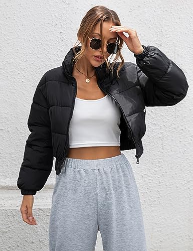 Gihuo Women' s Cropped Quilted Puffer Jacket Outerwear Coats2