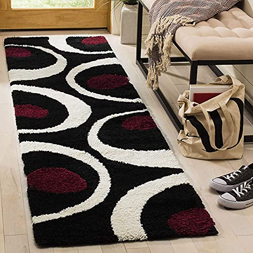 Image of Super Ultra Modern Soft Shaggy Handcrafted Anti-Skid Silk Touch Carpet, Size 2x6 Feet, Color Black