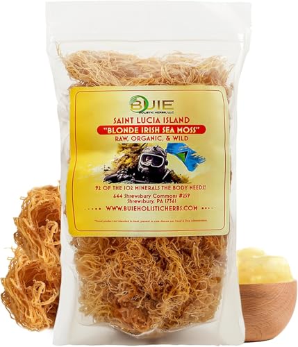 Golden Irish Sea Moss | Wildcrafted from St. Lucia | 8oz Makes ~120+ oz Sea Moss Gel | 100% Natural, Raw & Sun-Dried | Dr. Sebi Inspired, Nutrient-Rich Irish Moss for Health & Wellness