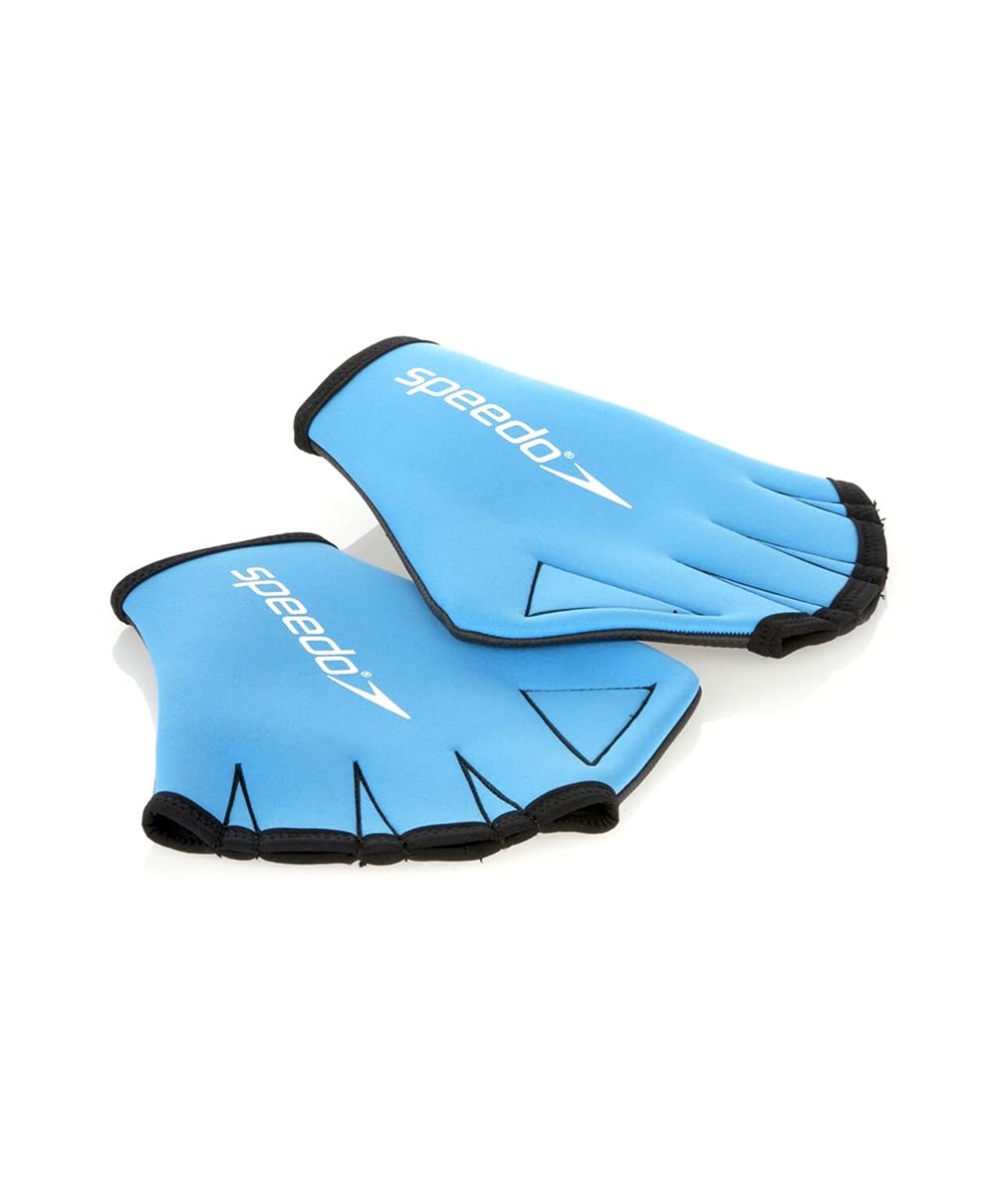 Speedo Unisex-Adult Aqua Gloves Webbed Swimming Gloves | Resistance Training Training Aids, Blue, M