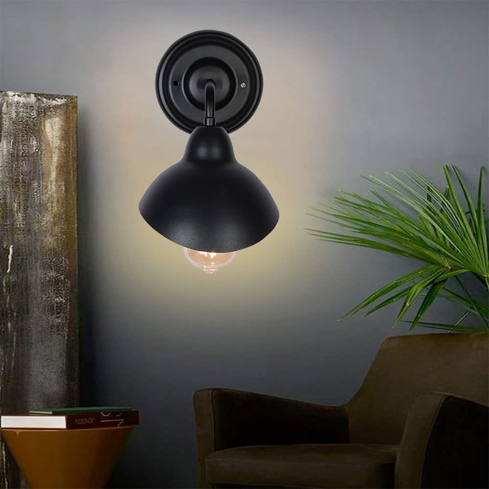 Zestaw 2 czarnych lamp ściennych w stylu vintage, z elastycznym ramieniem, w stylu retro, do salonu, sypialni, na strych lub na poddaszu.