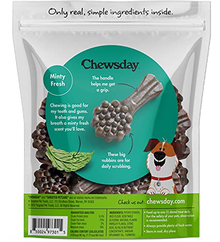 Chewsday Extra-Small Minty Fresh Daily Dental Dog Chews, Made In The Usa, Natural Highly-Digestible Oral Health Treats For Healthy Gums And Teeth - 56 Count #TOP1