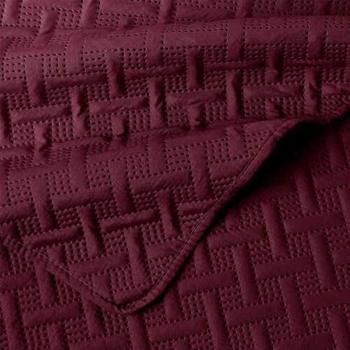 Image of Story@Home Quilted Bed Cover King Size Bed | 400 TC Bedspread | Quilted Bedsheet | Bedcover for Double Bed Cotton with 2 Pillow Cases | 250x225 CM 100% Cotton Bedsheet - Deep Maroon