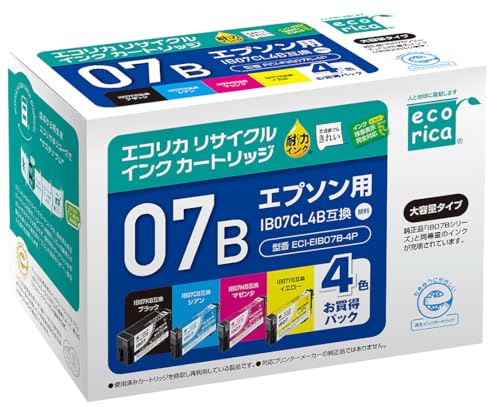 Amazon.co.jp: エコリカ IB07CL4B リサイクルインクカートリッジ 4色