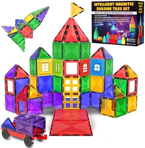 Magnetische Kachel-Bausteine Spielzeug – STEM Pädagogische Magnetblöcke für Kinder, Kreatives Vorschul-Lernen Sensorik Montessori Magnetspielzeug für Jungen & Mädchen ab 3 Jahren –