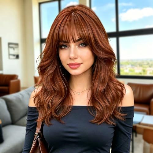 Cisyia Ginger Wig with Bangs for Women Layered Hairstyle 4x4