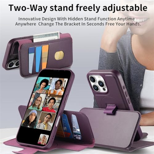 Étui en cuir iPhone 16 violet chic avec fermeture aimantée - 2