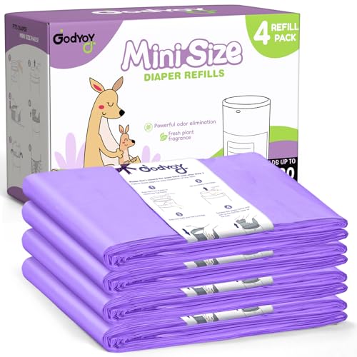 Refills Compatible with DEKOR MINI Diaper Pail Refills Bags | 4 Pack | Extra 20% Length Holds up to...