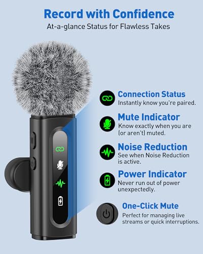 Image of GoorDik Wireless Lavalier Microphone for iPhone, Android, USB C, PC, Camera Video Recording 4 in 1 Clip-on Mics with Rotatable Clip&Denoise Recording, for Vlog Tiktok YouTube Podcast Content Creator