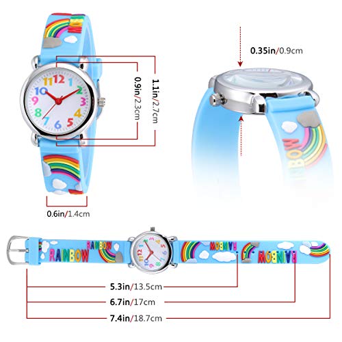Image of Jewtme Cute Toddler Children Kids Watches Ages 3-8 Analog Time Teacher 3D Silicone Band Cartoon Watch for Little Girls Boys