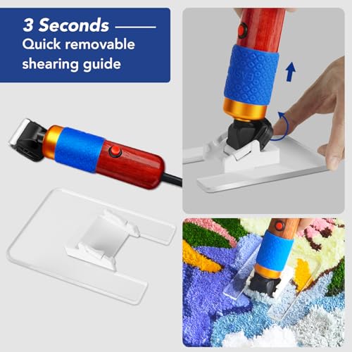 Image of Justuft Rug Tufting Gun with Carpet Trimmer Kit 2 in 1 Rug Gun Machine Starter Kit with Rug Shaver Carpet Making Rug Punch Supplies with Cloth (Blue)
