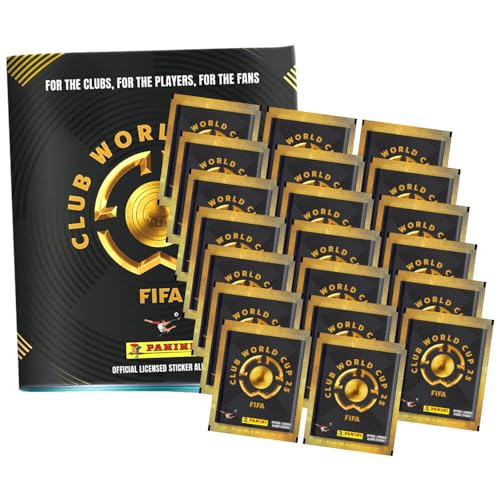 Paquete con pegatinas Panini Fifa Clup World Cup 2025, pegatinas coleccionables para el Mundial del Mundo - selección + tarjeta de cumpleaños exclusiva (1 álbum + 20 bolsas)
