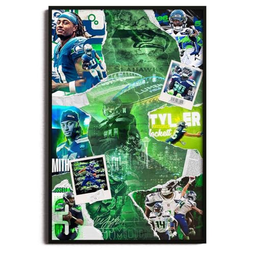 SPASAV 11x17 Unframed Seahawks Football Player Collage Poster Canvas Print Wall Art Man Cave Home Decor