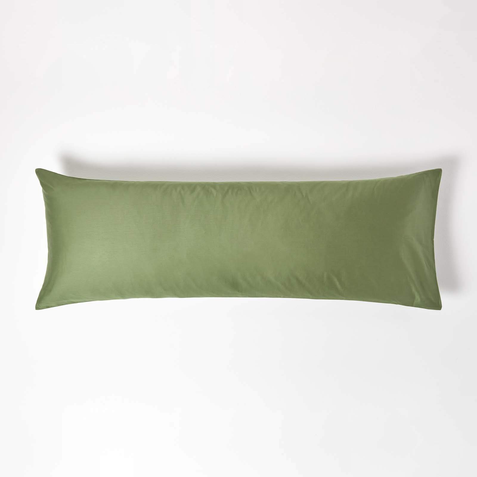 Homescapes Sateen Cotton Housewife Pillowcase 400 TC, Body Pillowcase in Green