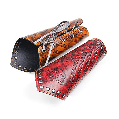 VolksRose Leather Archery Arm Guard, Adjustable Hunting Shooting Arm Guard, Bracers Leather Arm Armor Guard Medieval Rivet Style Armor Costume Traditional Archery Protective Gear, 1 Piece #1