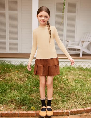 Image of Arshiner Girls Half Turtleneck Long Sleeve Knit Slim Sweater Pullover Tops