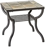 Ashley Furniture Signature Design - Antigo Living Room End Table - Slated Top with Metal Bottom - Contemporary - Black