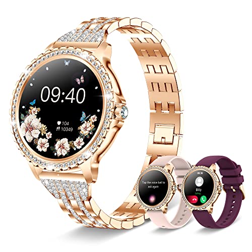 Smartwatch Chiamate HD Smart Watch Fisiologia Femminile SpO2 Sonno Cardiofrequenzimetro Contapassi 20 modalità Sport Notifiche Messaggi logio Android iOS donna 1.32 pollici bluetooth rosa oro