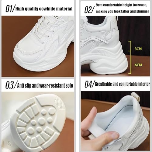 Women's Orthopedic Sneakers Stylish Walking Shoes,Fashion Lace Up Height Increasing Casual Chunky Shoes Comfortable Non Slip Platform Dad Shoes3